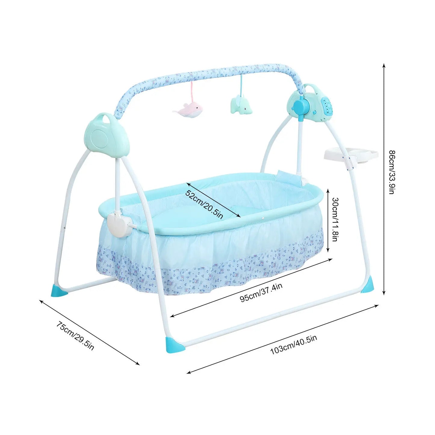 Electric Baby Rocker Swing Crib Cot Bed Infant Cradle With Bluetooth Music