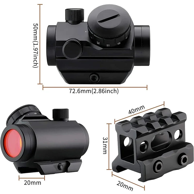 2MOA Red Dot Sight Reflex Sight with Riser Mount for Hunting and Tactical Shooting