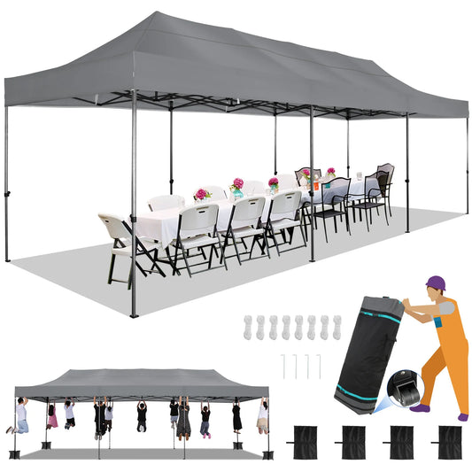 10x30 Heavy Duty Pop Up Canopy with 8 Sidewalls for Stable Wedding Outdoor Parties Canopy with UPF 50+ Protection