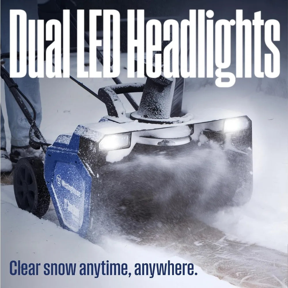 18 Inch Corded Snow Blower With Dual LED Lights 25 Ft Throwing Distance