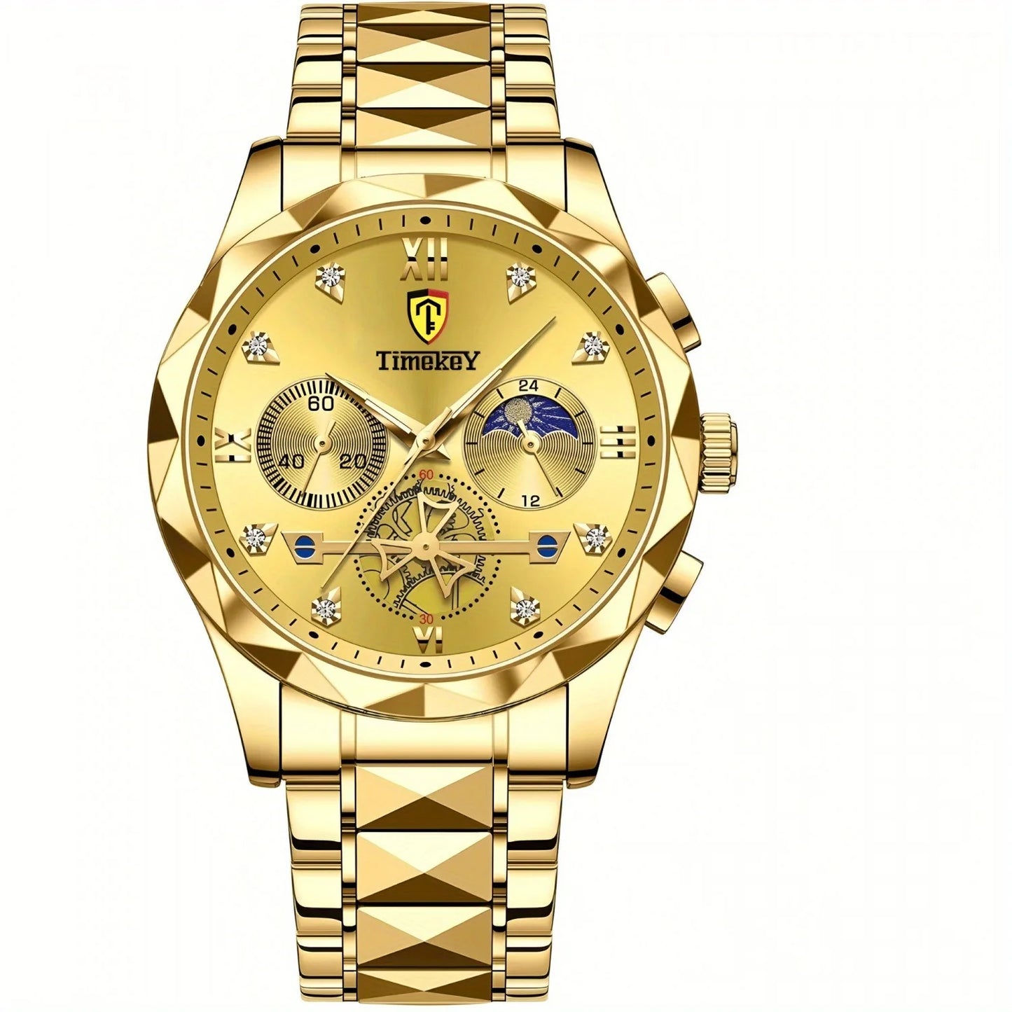 Luxury Quartz Watch for Men Waterproof Sports Leather Chronograph Luminous Design with Box