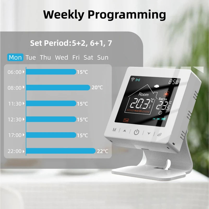 Tuya Smart WiFi Thermostat For Water And Gas Boiler With Alexa And Google Home
