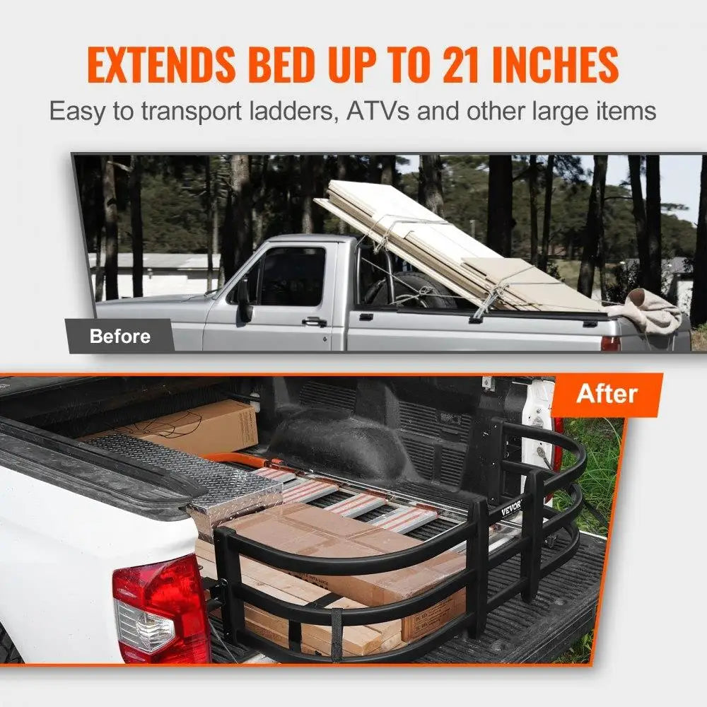 Truck Bed Extender Aluminum Retractable Tailgate Extender 55.5 to 68 Inches Fits Ford Super Duty F150 Dodge Ram