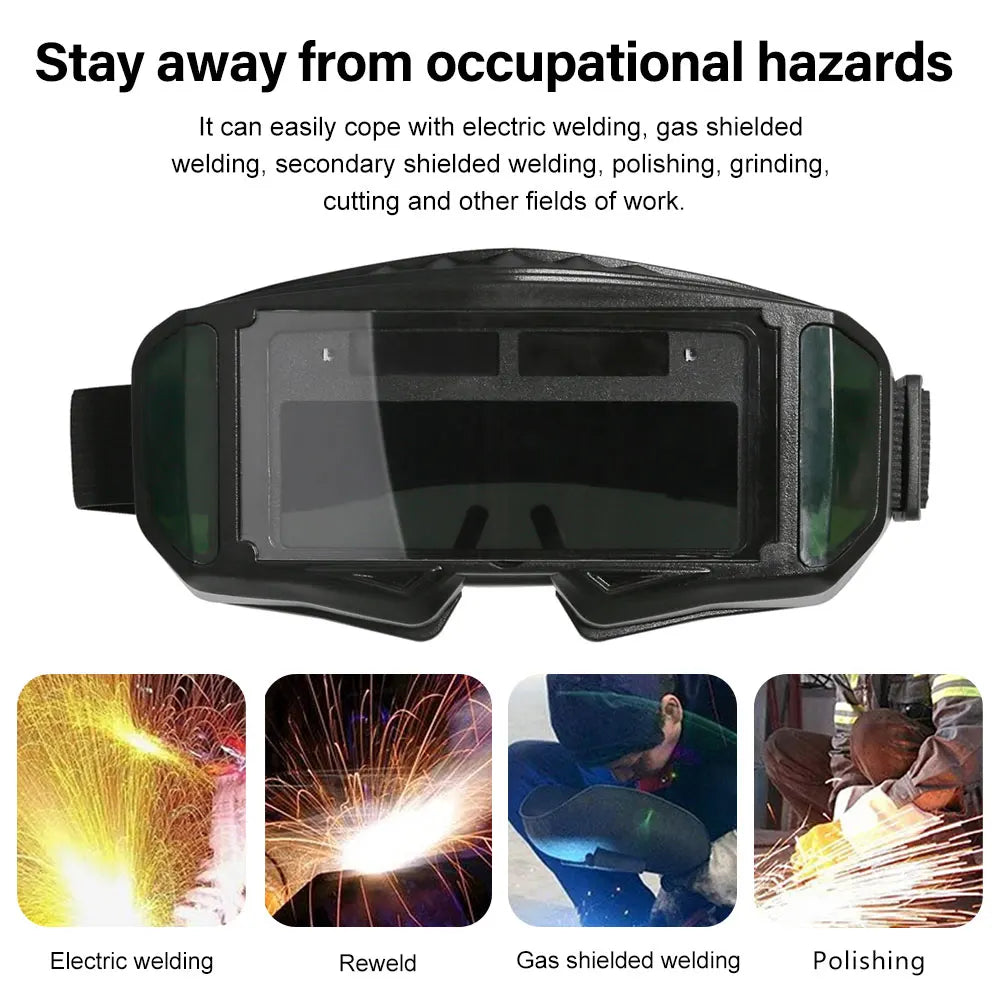 Automatic Dimming Welding Goggles Large View True Color Auto Darkening Protective Glasses for Arc Welding Grinding