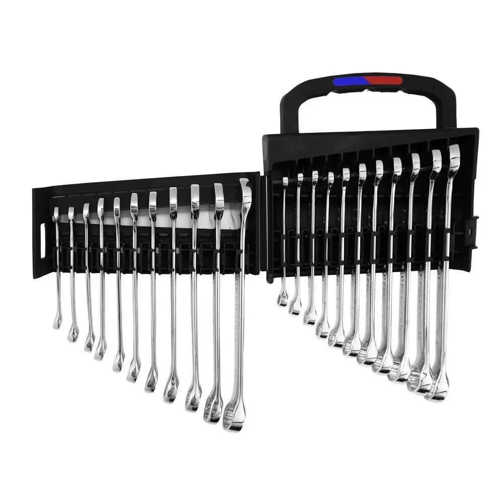 22 Piece Metric SAE Combination Wrench Set Chrome Finish