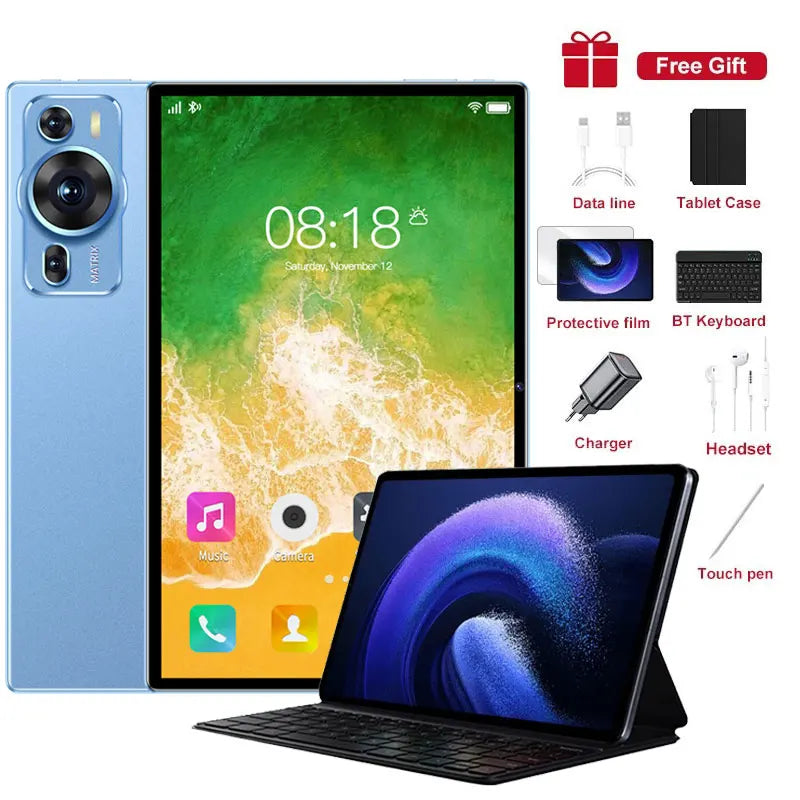 New Original P60 Pro 4G 5G Dual Sim Tablet Android 14 kids Tablet 10.1''HD Screen 20000mAh 22GB+2TB Tab Tablets PC With keyboard