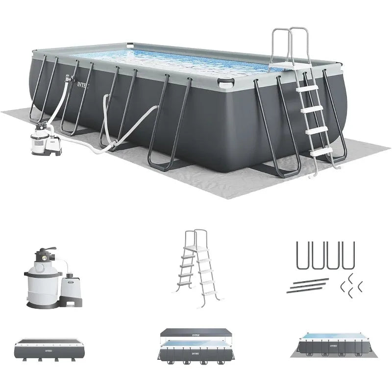 18 Ft 9 Ft 52 In Ultra XTR Rectangular Frame Pool Set With Pump Above Ground
