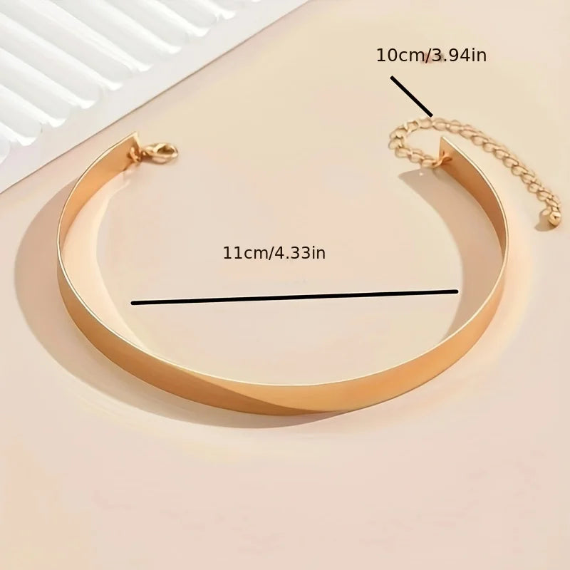 Lxalry 14K Gold & Platinum Choker Necklace - Adjustable Hypoallergenic Jewelry for Women, Minimalist Designer Chain for Daily