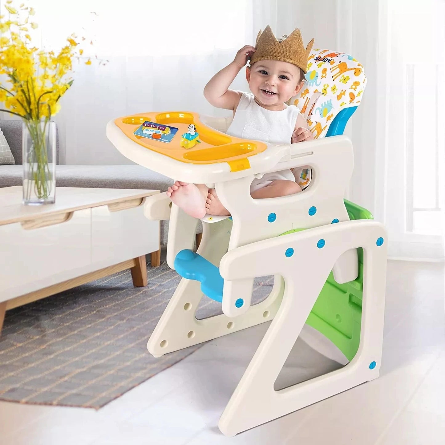Sejoy High Chairs for Babies and Toddlers 3 in 1 Adjustable Backrest Baby Feeding Chair for Eating