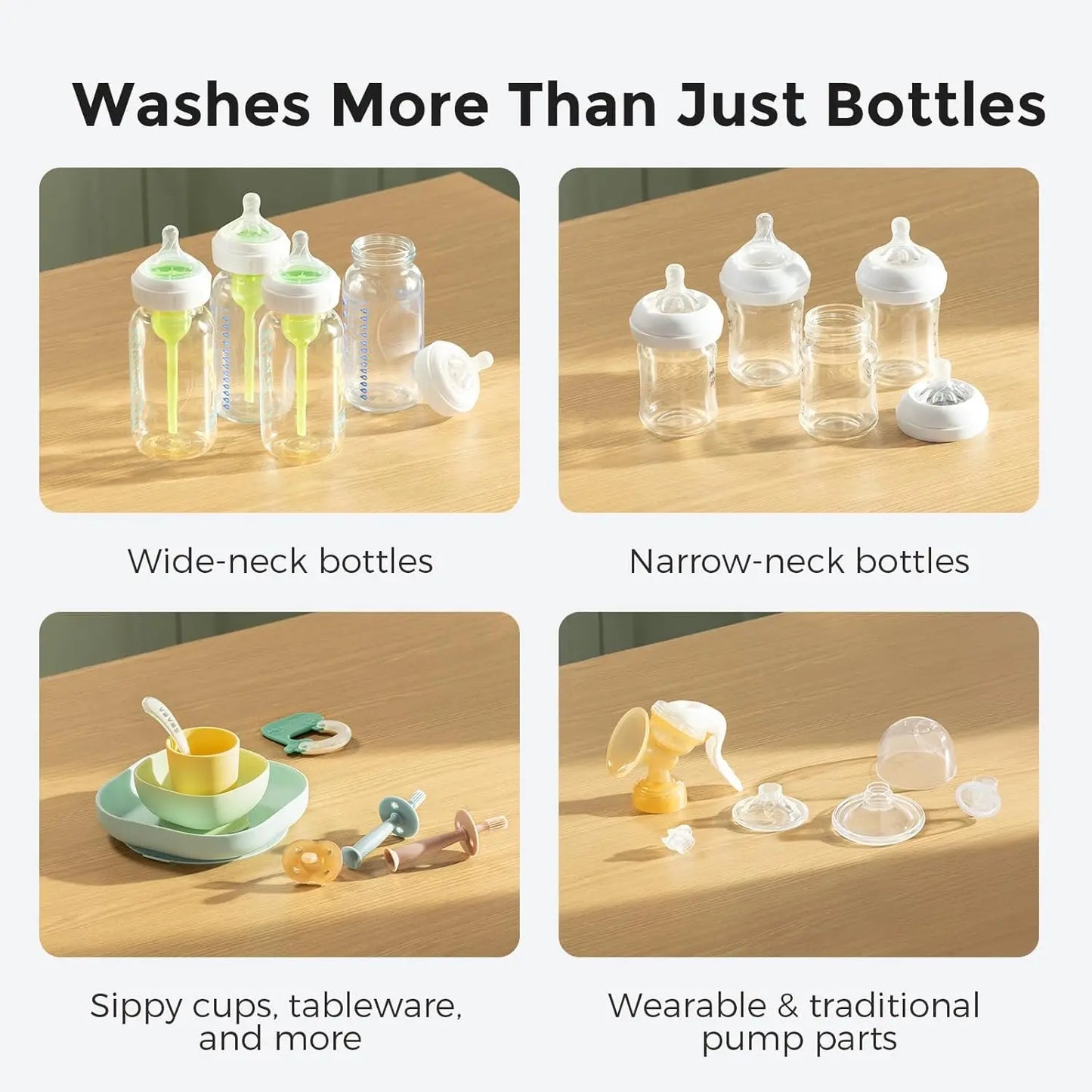 Baby Bottle Washer Sterilizer and Dryer All in One Cleaning Machine for Bottles and Pump Parts Time Saving and Effortless Care