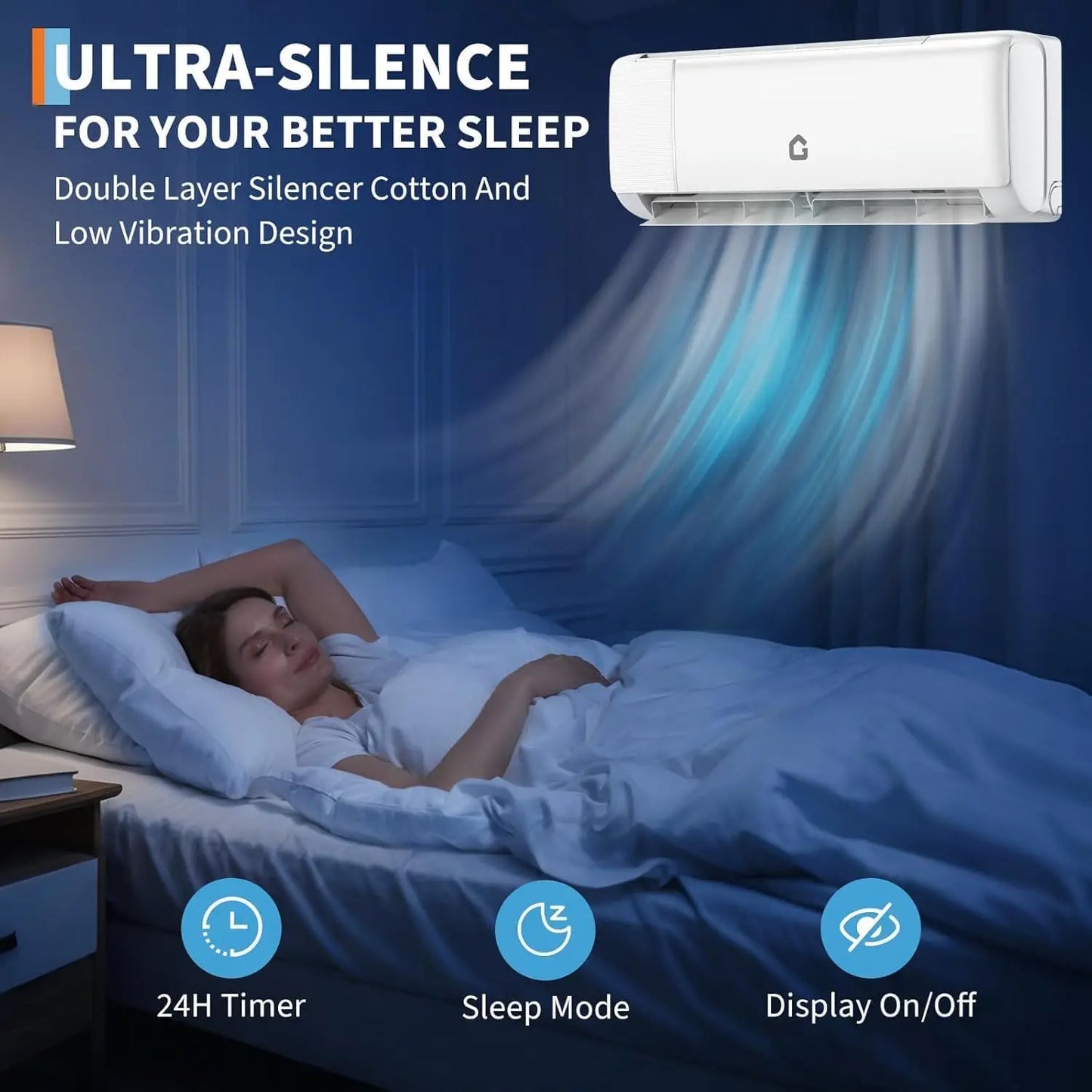 24000 BTU Mini Split Air Conditioner with Heater,19 SEER2, 230V Energy Ductless Wall-Mounted AC Unit with Remote Cools Rooms