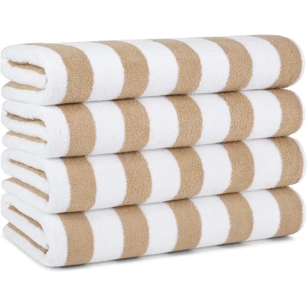 Cali Cabana Stripe Beach Towels 4 Pack Soft Cotton Quick Dry Terry Pool Bath Towels Lightweight Multi Purpose