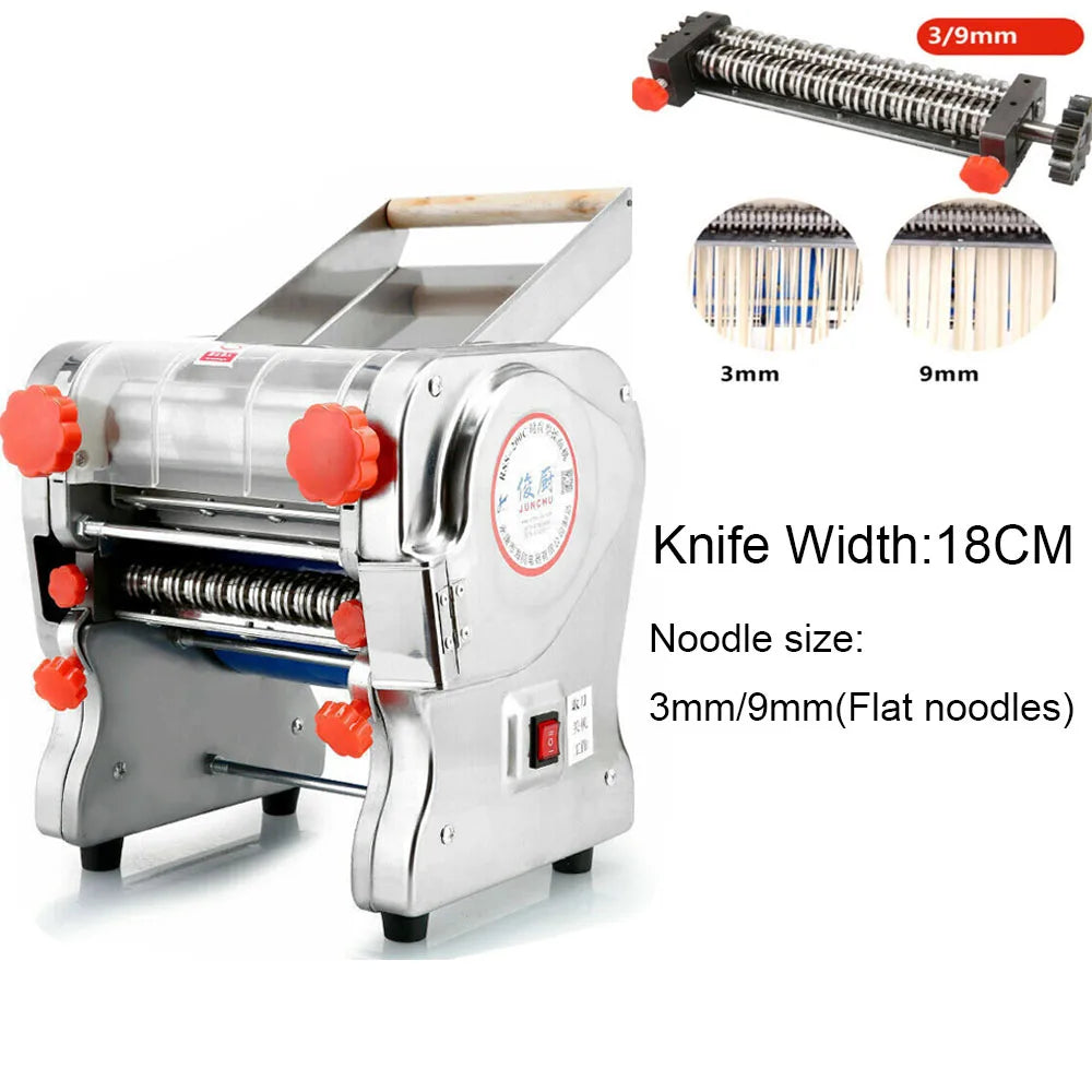 550W Electric Pasta Maker Noodle Machine Dumpling Skin Roller Stainless Steel