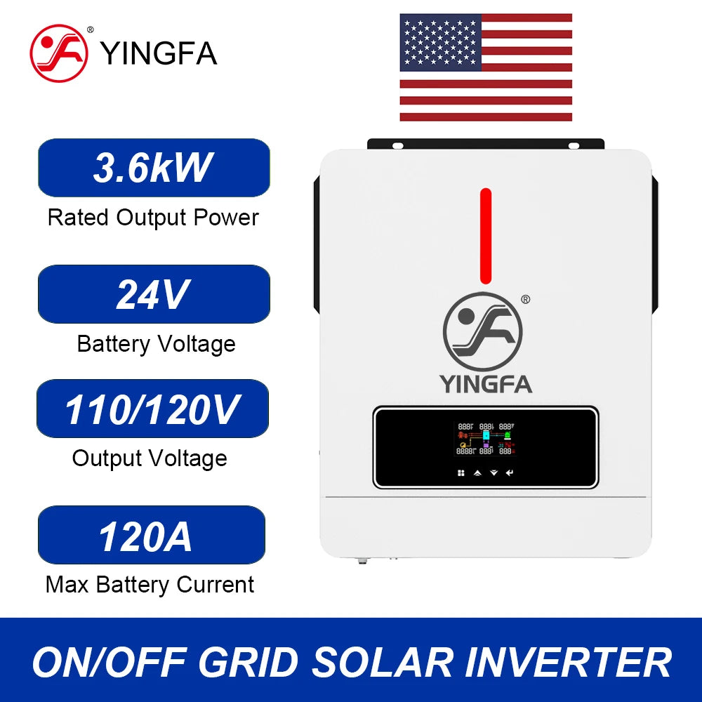 3.6KW Hybrid Pure Sine Wave Inverter 24V to 110V Off Grid Solar System