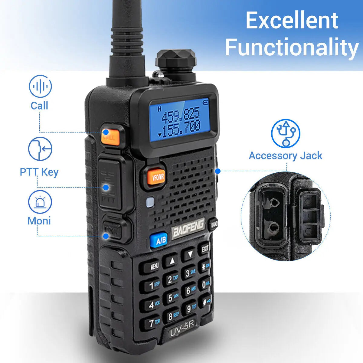 Baofeng UV5R Dual Band Walkie Talkie 128 Channel VOX