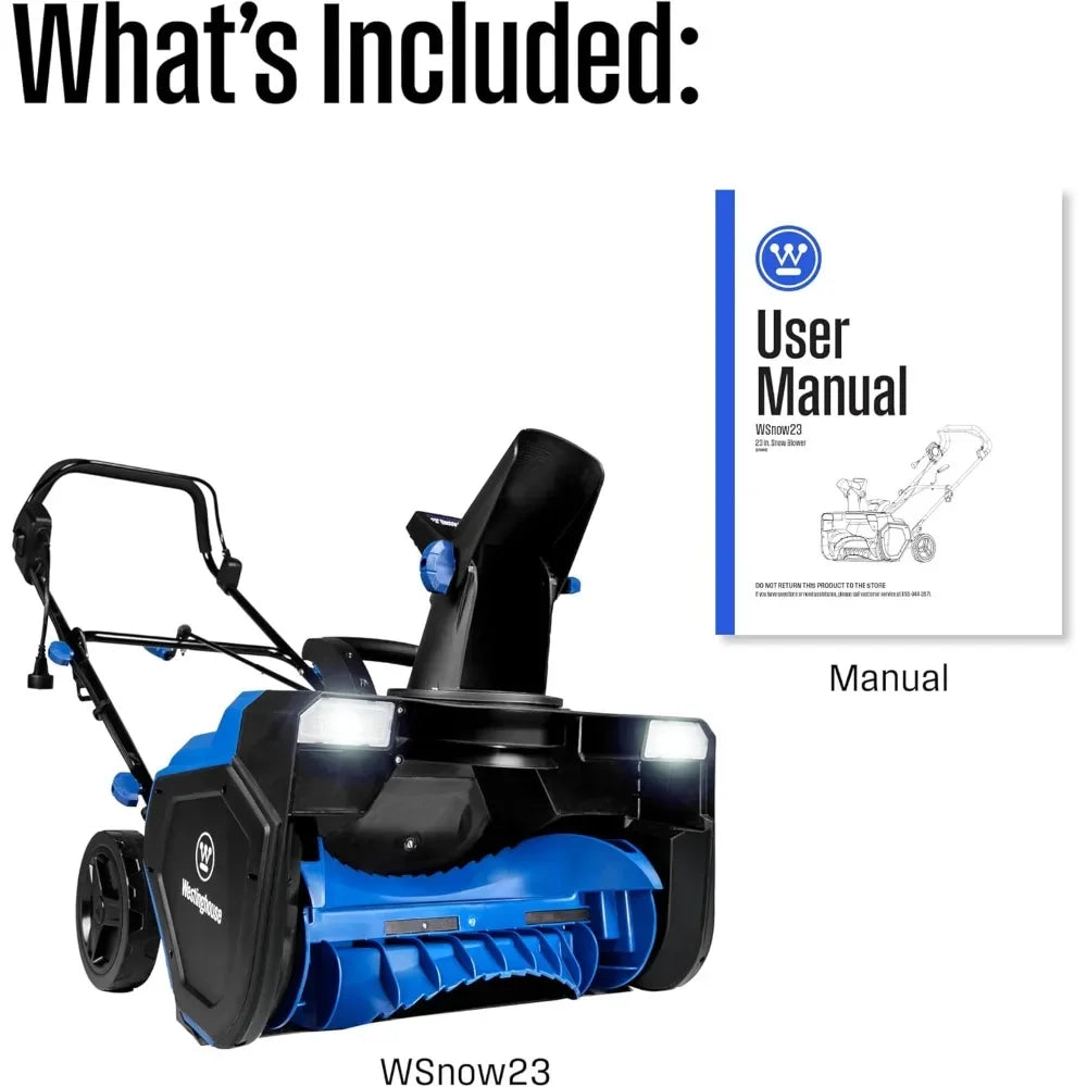 18 Inch Corded Snow Blower With Dual LED Lights 25 Ft Throwing Distance