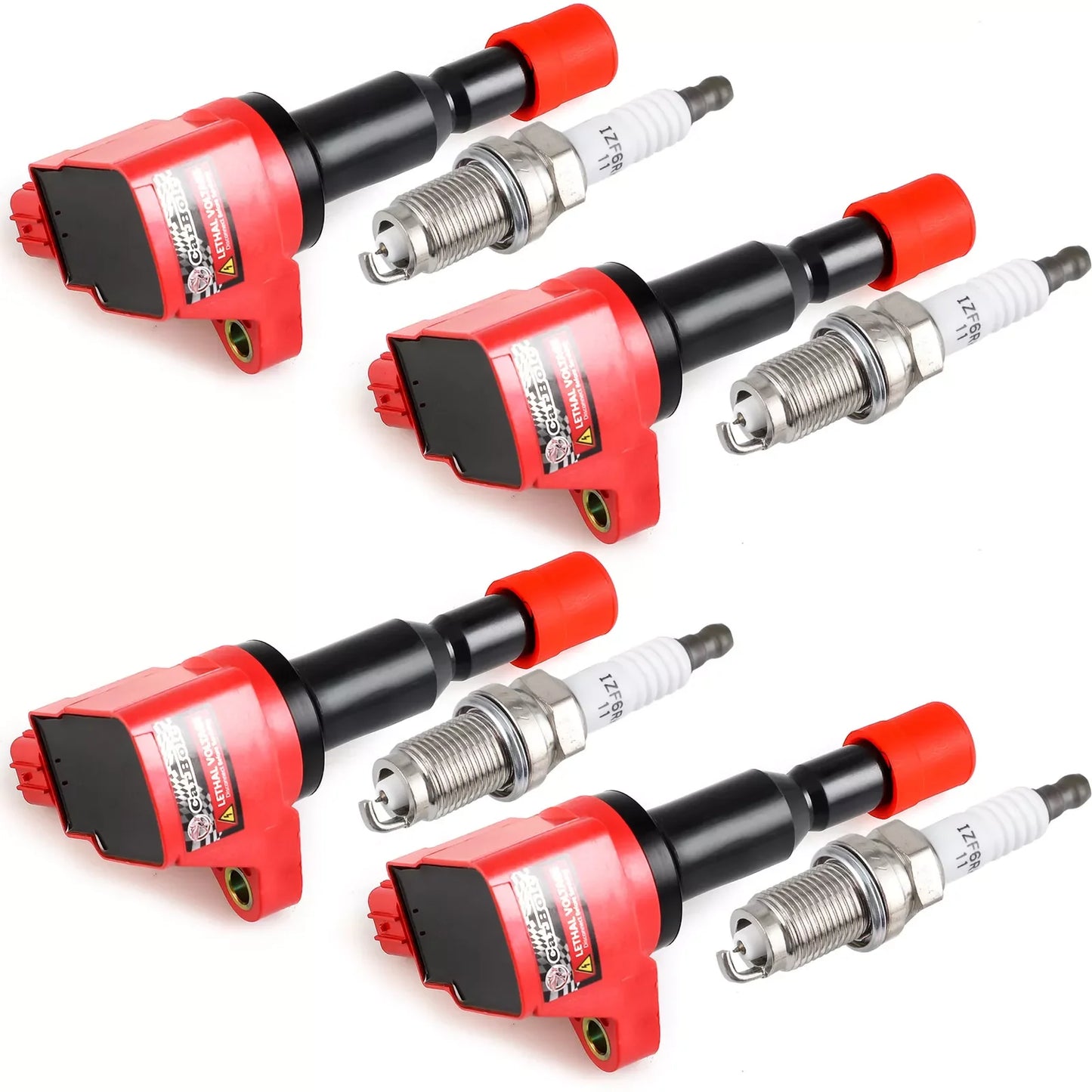 Carbole 4 Pack Ignition Coil And Platinum Spark Plug For 2007 2008 Honda UF581