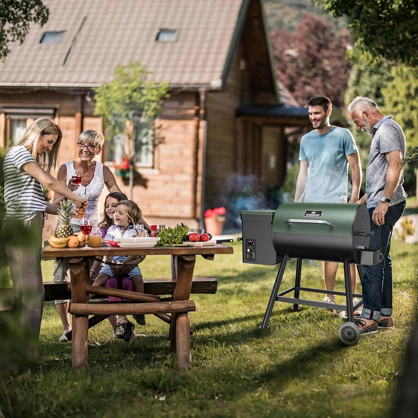 Wood Pellet Smoker Grill With Auto Feed And PID Control 456 Sq In 180-450F