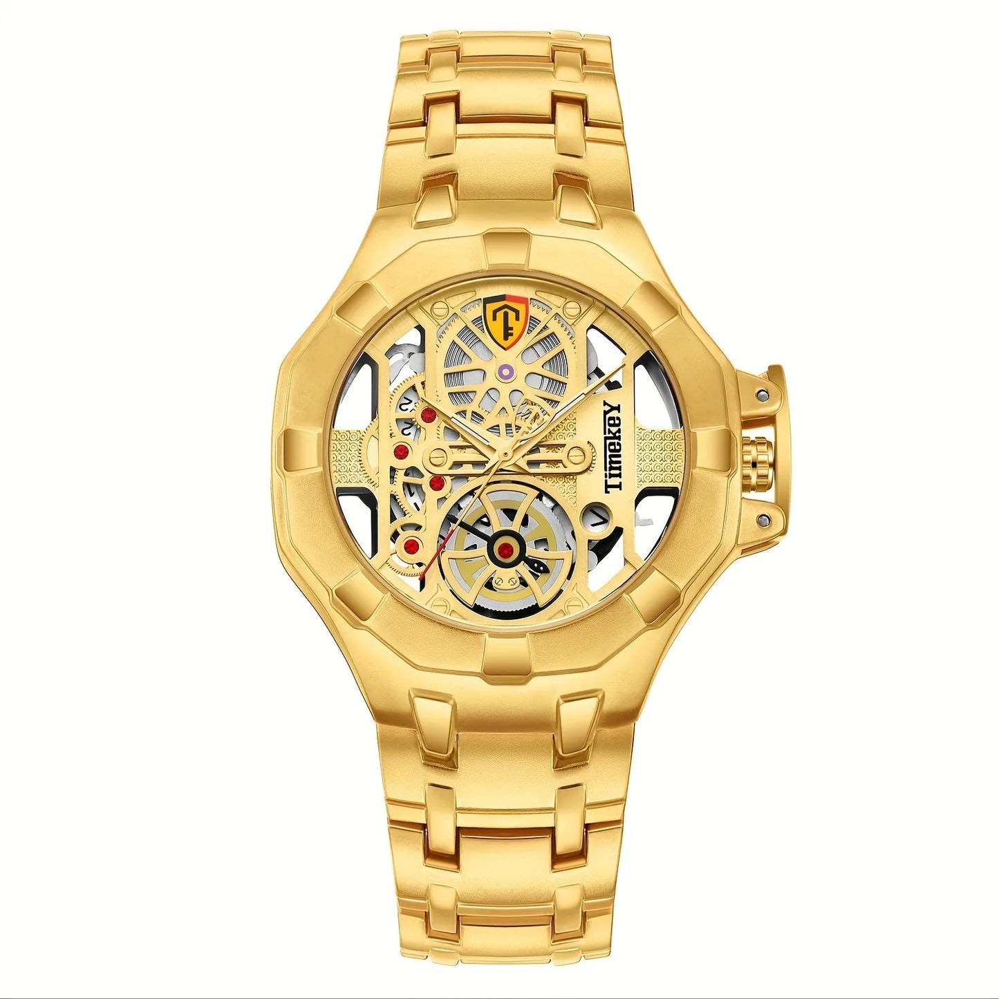 1 Piece Skeleton Design Quartz Men's Watch with Inner Wheel Design Luxury Style Christmas and New Year's Gift