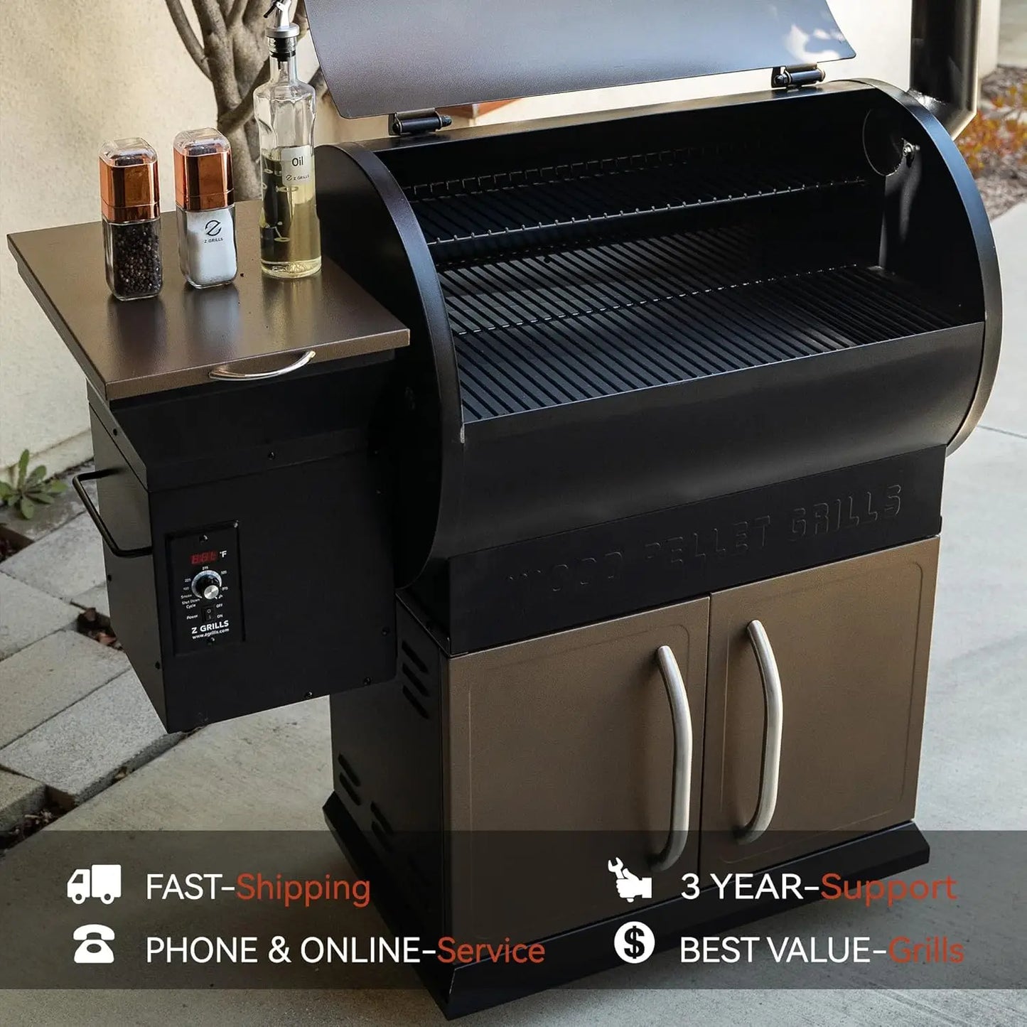 XMSJ Wood Pellet Grill Smoker With PID Control Rain Cover 700 Sq In Cooking Area