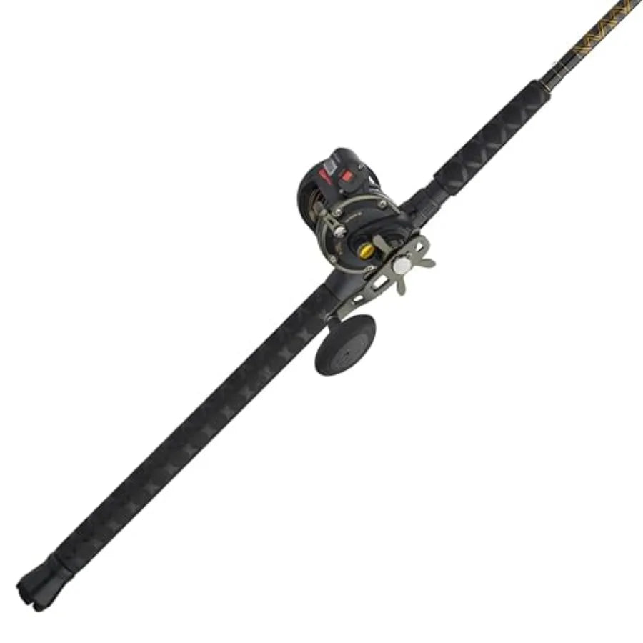 Squall II Level Wind Conventional Reel And Rod Combo Black Gold Fishing
