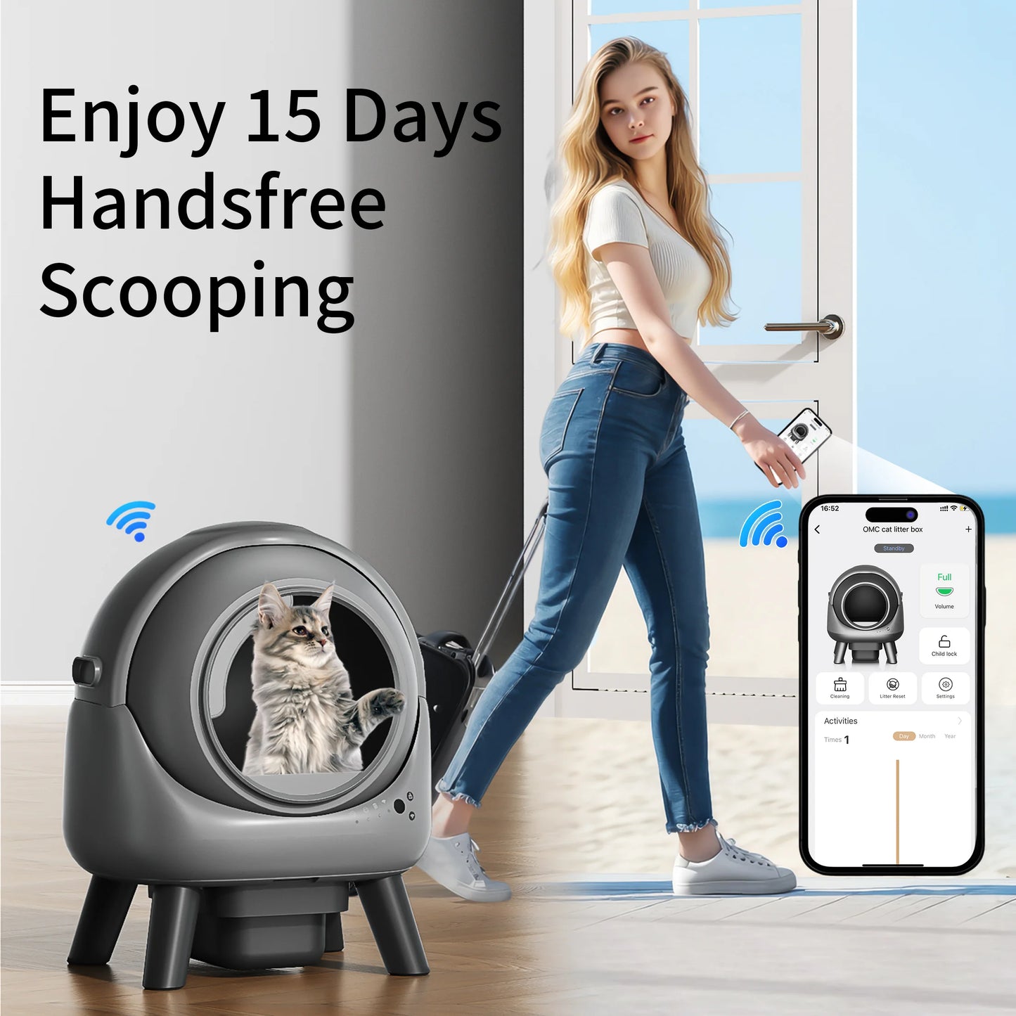 Self Cleaning Litter Box Automatic for Multiple Cats with App Control Odor Free