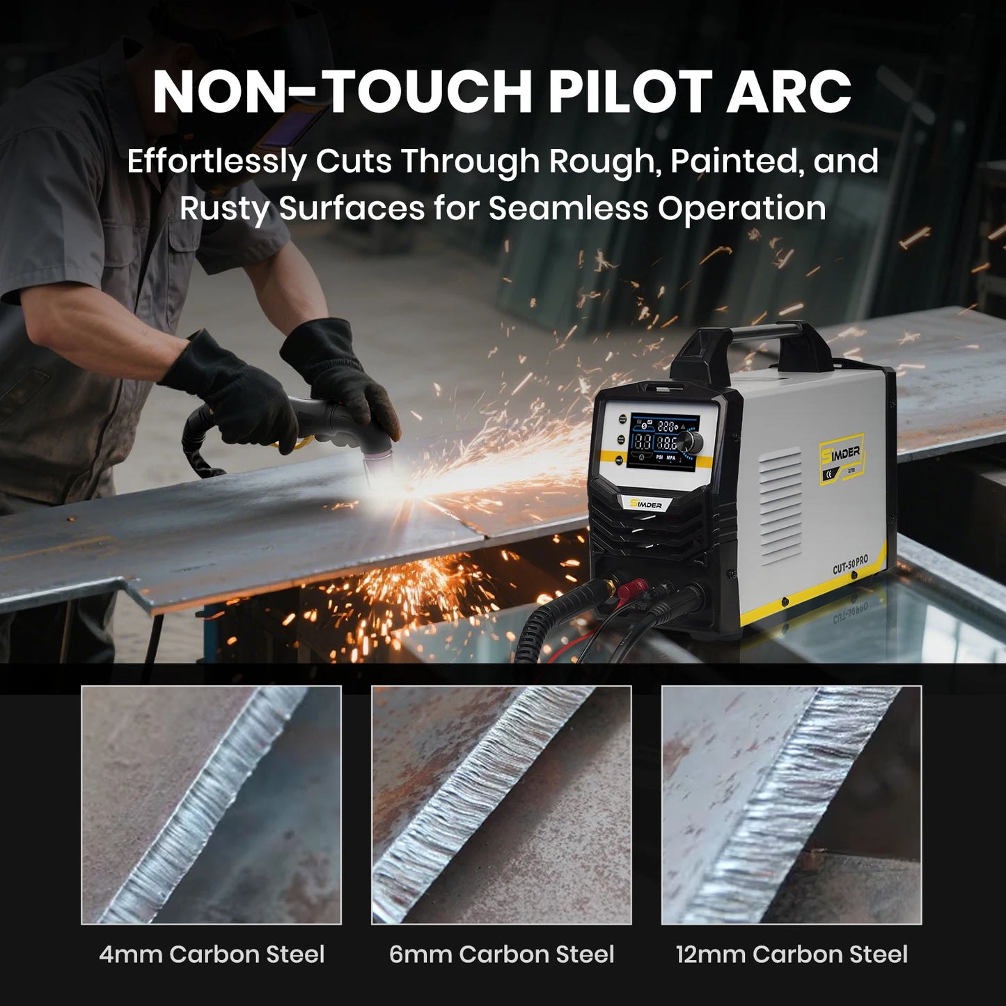 SIMDER Plasma Cutter 50 Amp Non Touch Pilot Arc LED Display 110V 220V 2T 4T