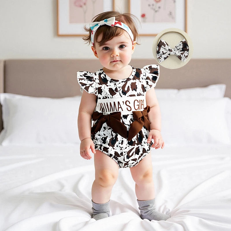 Toddler Girl Mothers Day Floral Romper Embroidered Bow