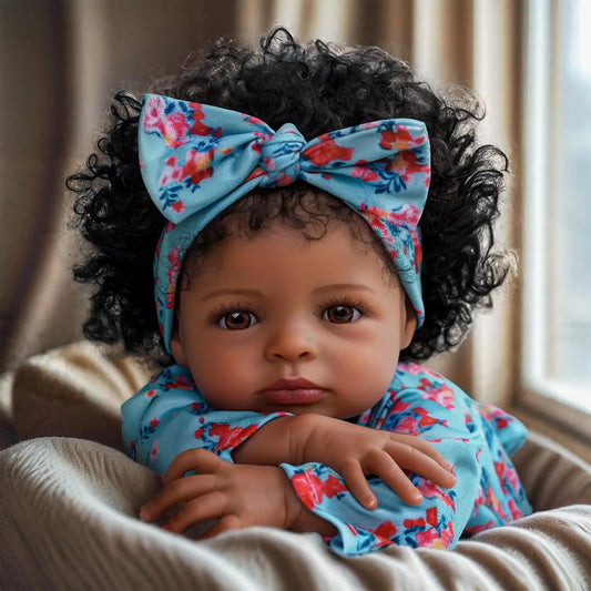 Lifelike Reborn Black Girl Doll 18 Inch Realistic Newborn Baby Doll with Clothes Perfect Gift for Kids Age 3 Plus