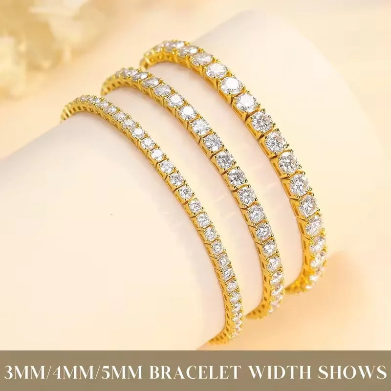 Jiuzuan Moissanite Tennis Bracelet 3mm 4.7 5.9 Carat 925 Sterling Silver D VVS1