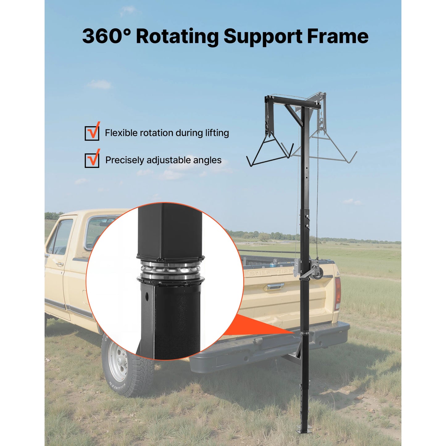 SucceBuy 400/500/600Lbs Truck Hitch Game Hoist with & Adjustable Height Hunting Deer Hoist Winch for Skinning & Cleaning Game