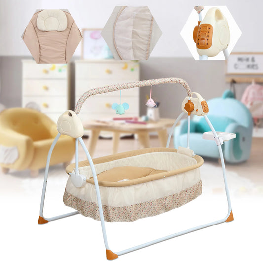 Electric Baby Rocker Swing Crib Cot Bed Infant Cradle with Bluetooth Music