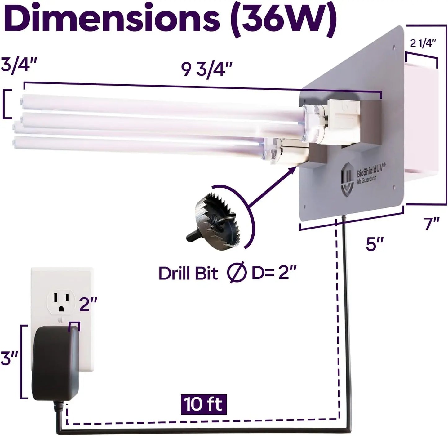 36W HVAC UV Light Air Purifier Bulb For AC Systems Dual UVC Lamp Duct Filter