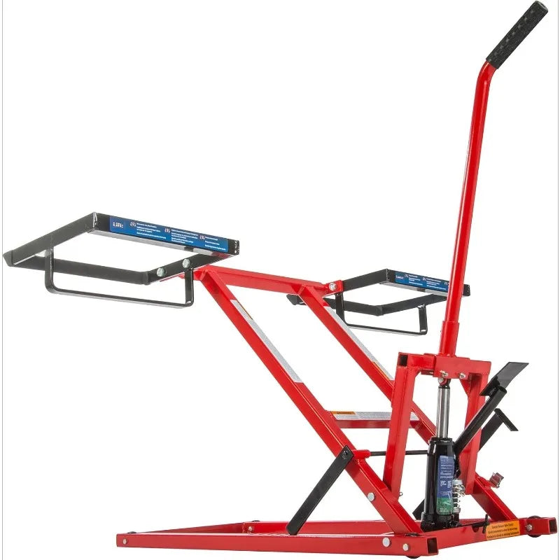 Lawn Mower Jack Lift 300 Lbs Capacity for Tractors and Zero Turn Mowers with Safety Lock and Rubber Padded Platform