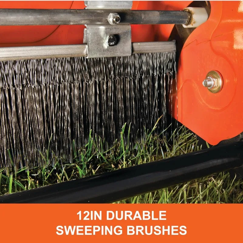 Agri-Fab 44 Inch Tow Behind Lawn Sweeper 25 Cubic Feet Hopper Bag Capacity Adjustable Brush Height