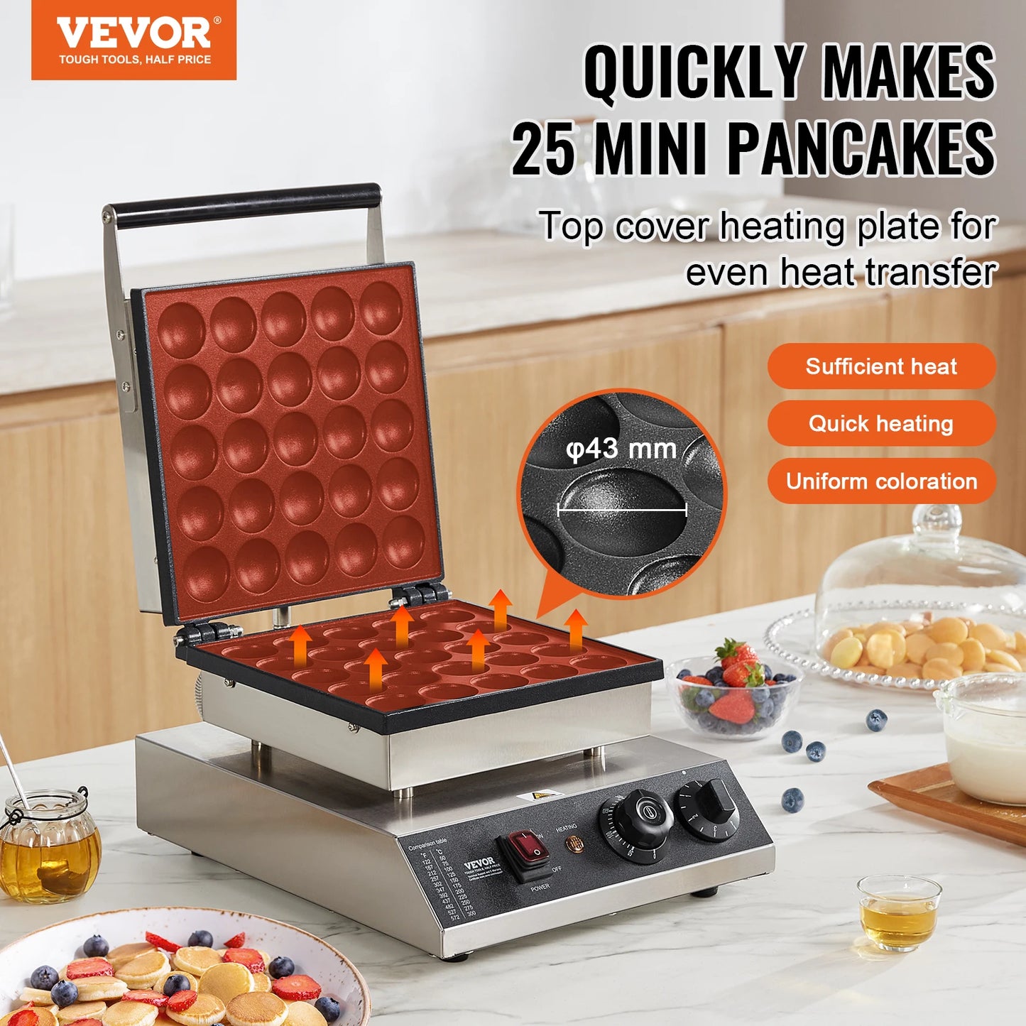 SucceBuy 25 Piece Electric Waffle Maker Mini Dutch Pancake Dorayaki Machine for Kitchen Home Appliance Snack Gaufriers