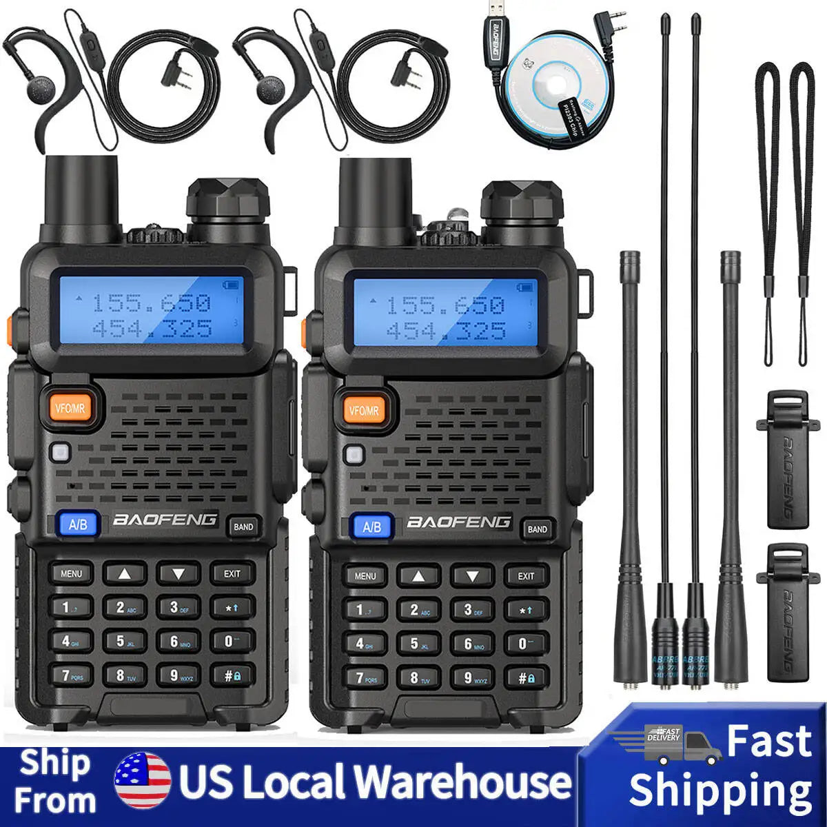 Baofeng UV5R Dual Band Walkie Talkie 128 Channel VOX