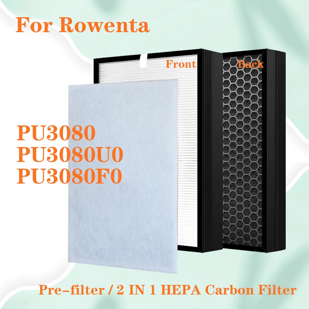 For Rowenta Pure Air Genius PU3080 PU3080U0 PU3080F0 Air Purifier Replacement HEPA and Carbon Filter