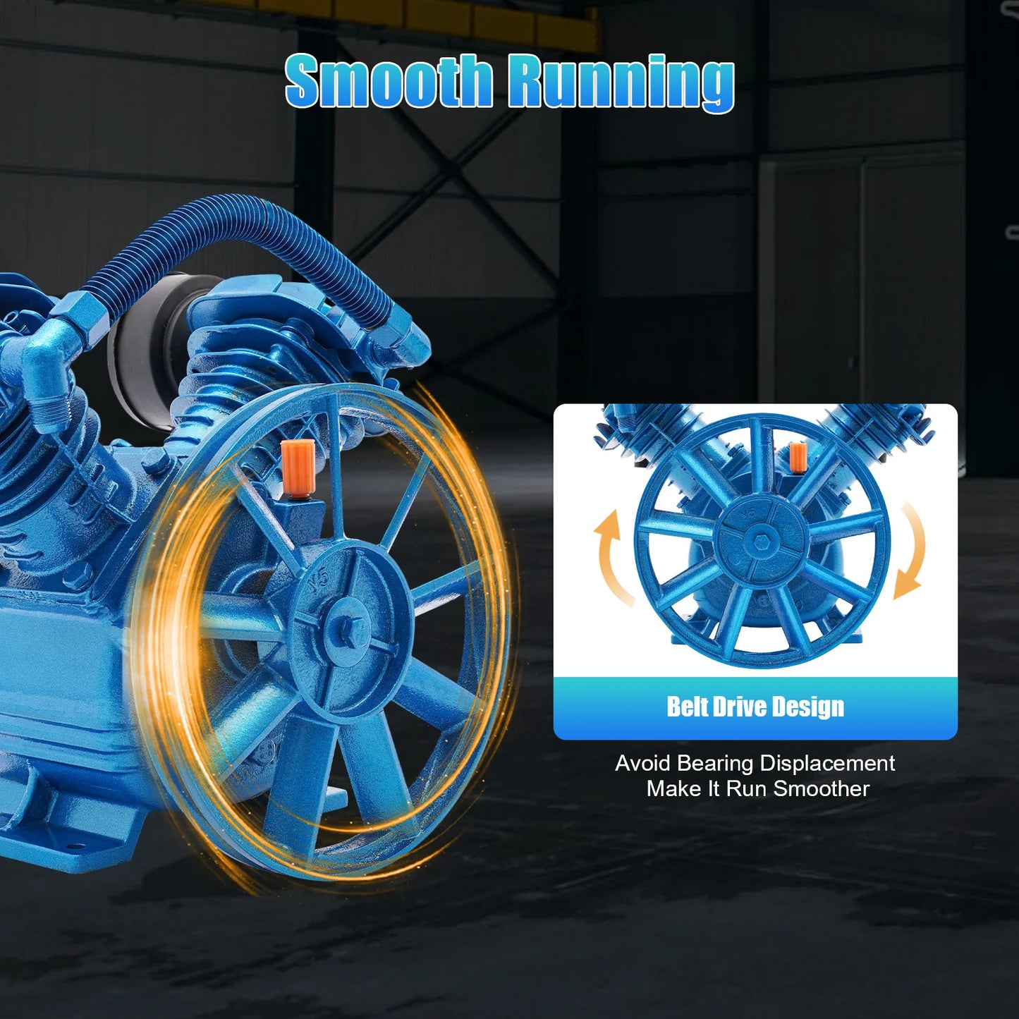 Air Compressor Pump 3HP 8.8 CFM 115 PSI Cast Iron For Workshops Garages