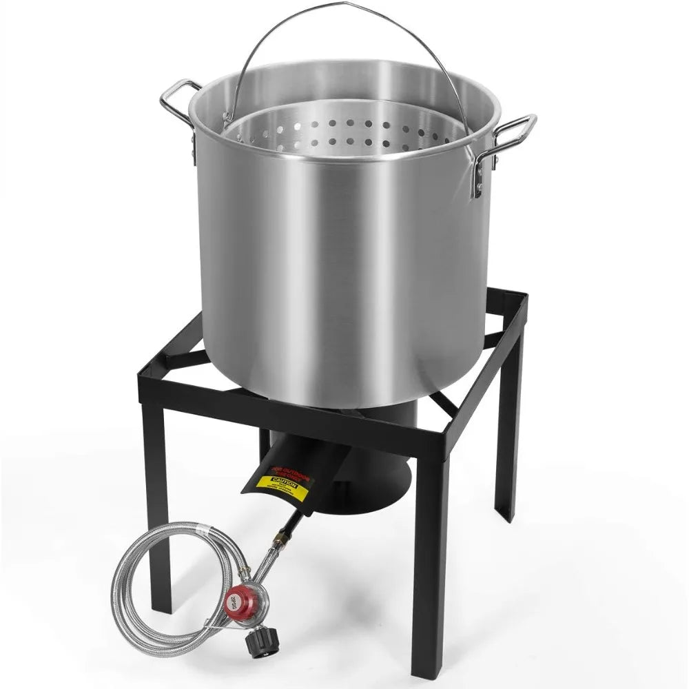 64 Quart Aluminum Deep Fryer With High Pressure Burner For Outdoor Cooking