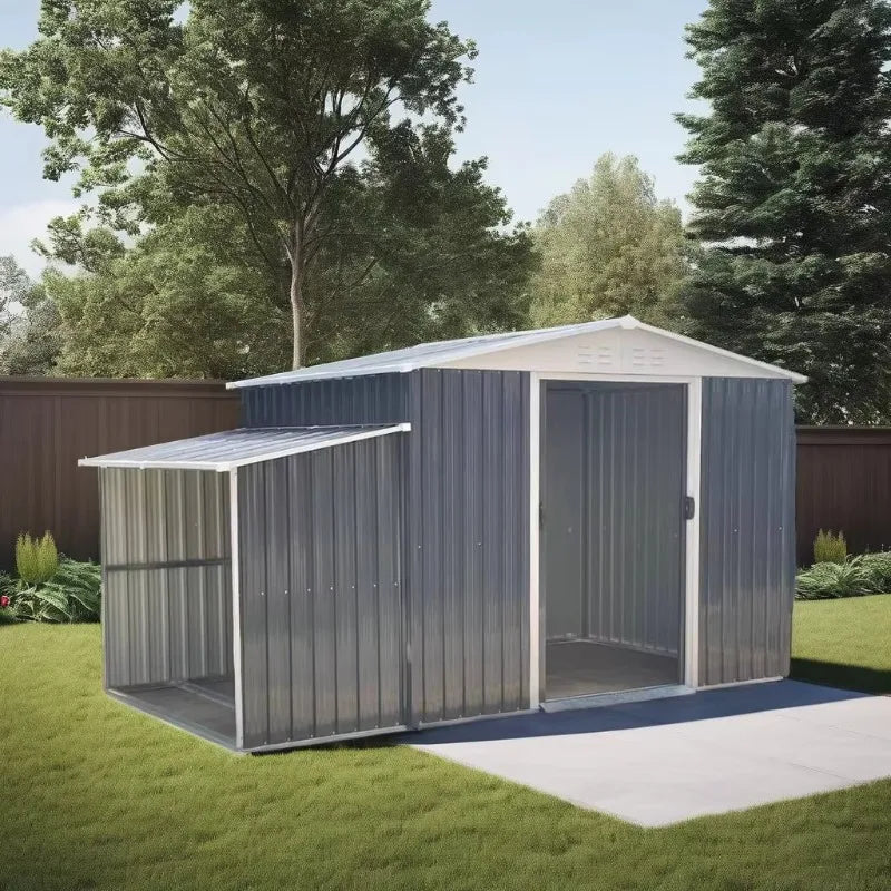Eco Friendly Lockable Metal Garden Storage Shed With Sliding Doors Waterproof
