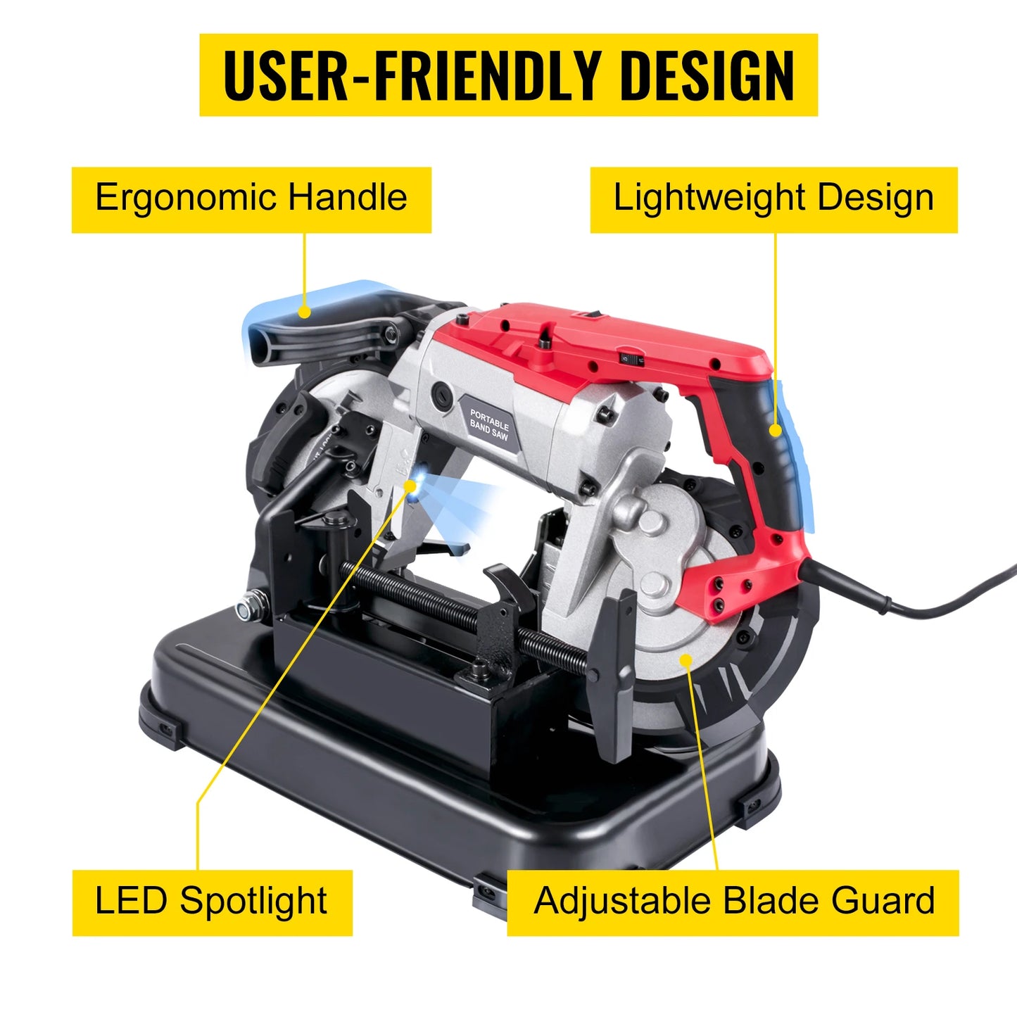 SucceBuy Portable Band Saw 5 Inch Cutting Capacity Cordless 10 Amp Motor