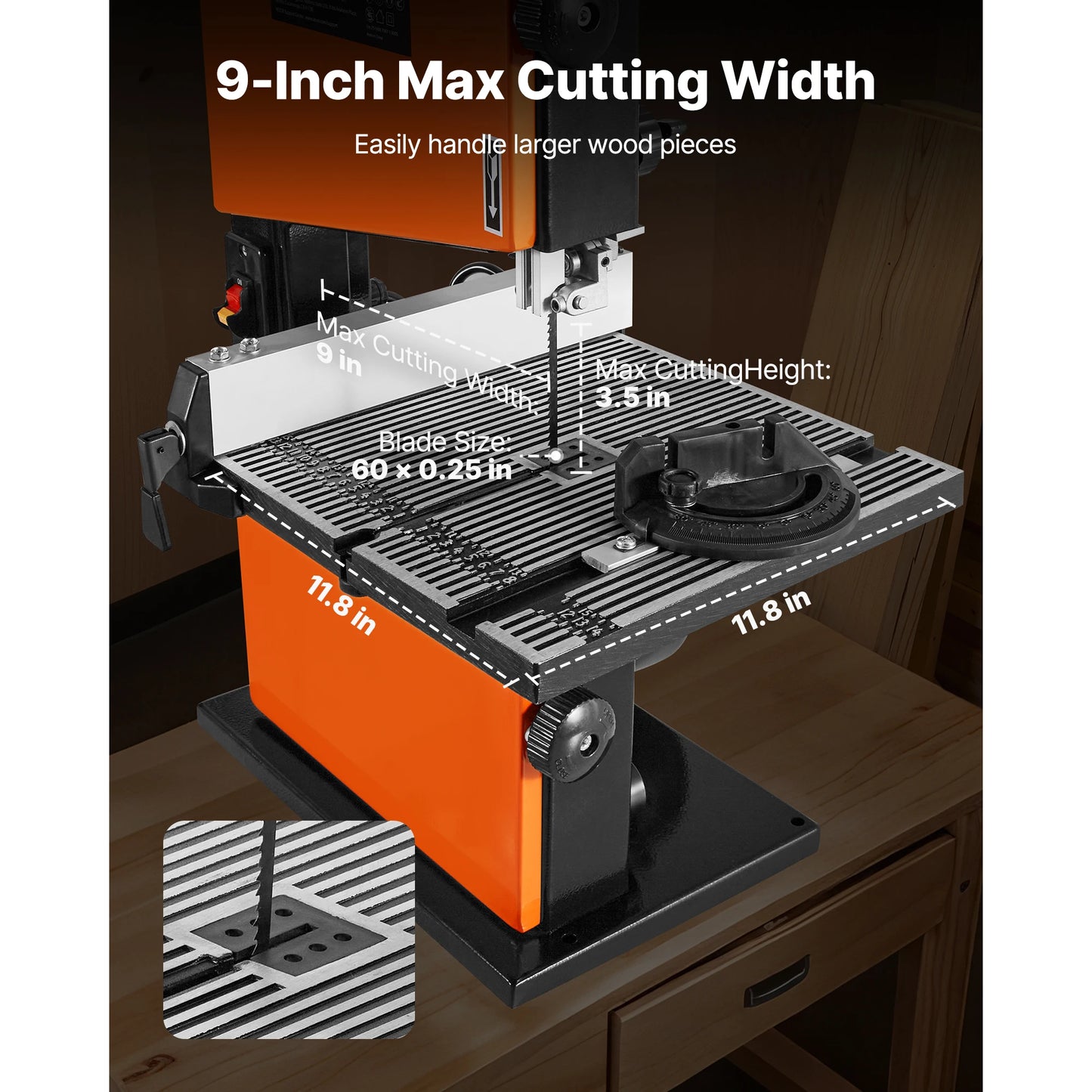 SucceBuy 9-Inch/10-Inch Band Saw with 1/2 HP Motor 3.5-Inch/ 6-Inch Max Cutting Height with Miter Gauge Fence for Woodworking