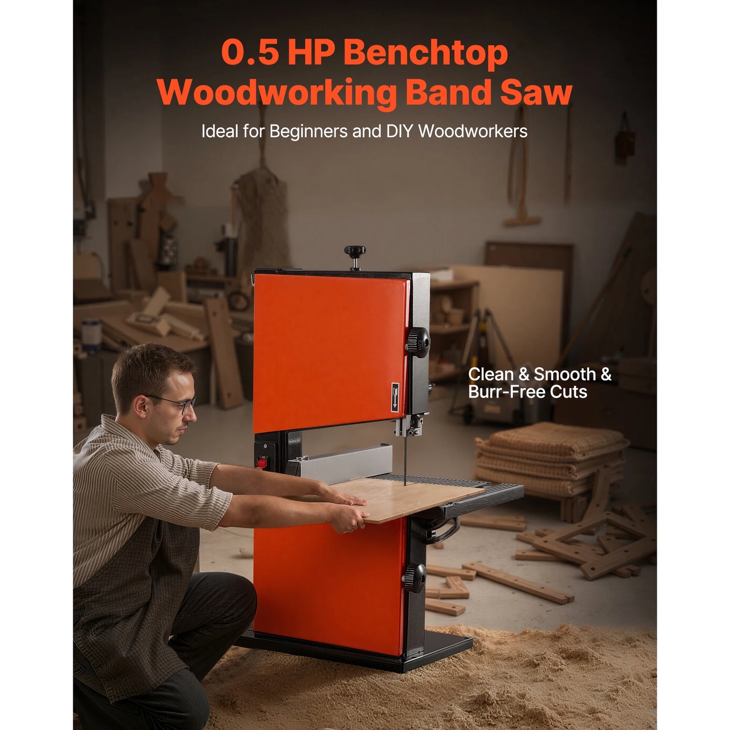 SucceBuy 9-Inch/10-Inch Band Saw with 1/2 HP Motor 3.5-Inch/ 6-Inch Max Cutting Height with Miter Gauge Fence for Woodworking
