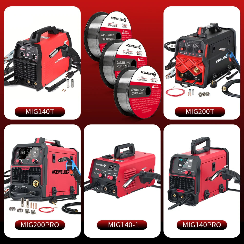 ACEWELDER Flux Core MlG Welding Wire 0.030/0.035 Inch Low Splatter Carbon Steel Gasless MlG Welding Wire 2-Pounds (3 Pack)