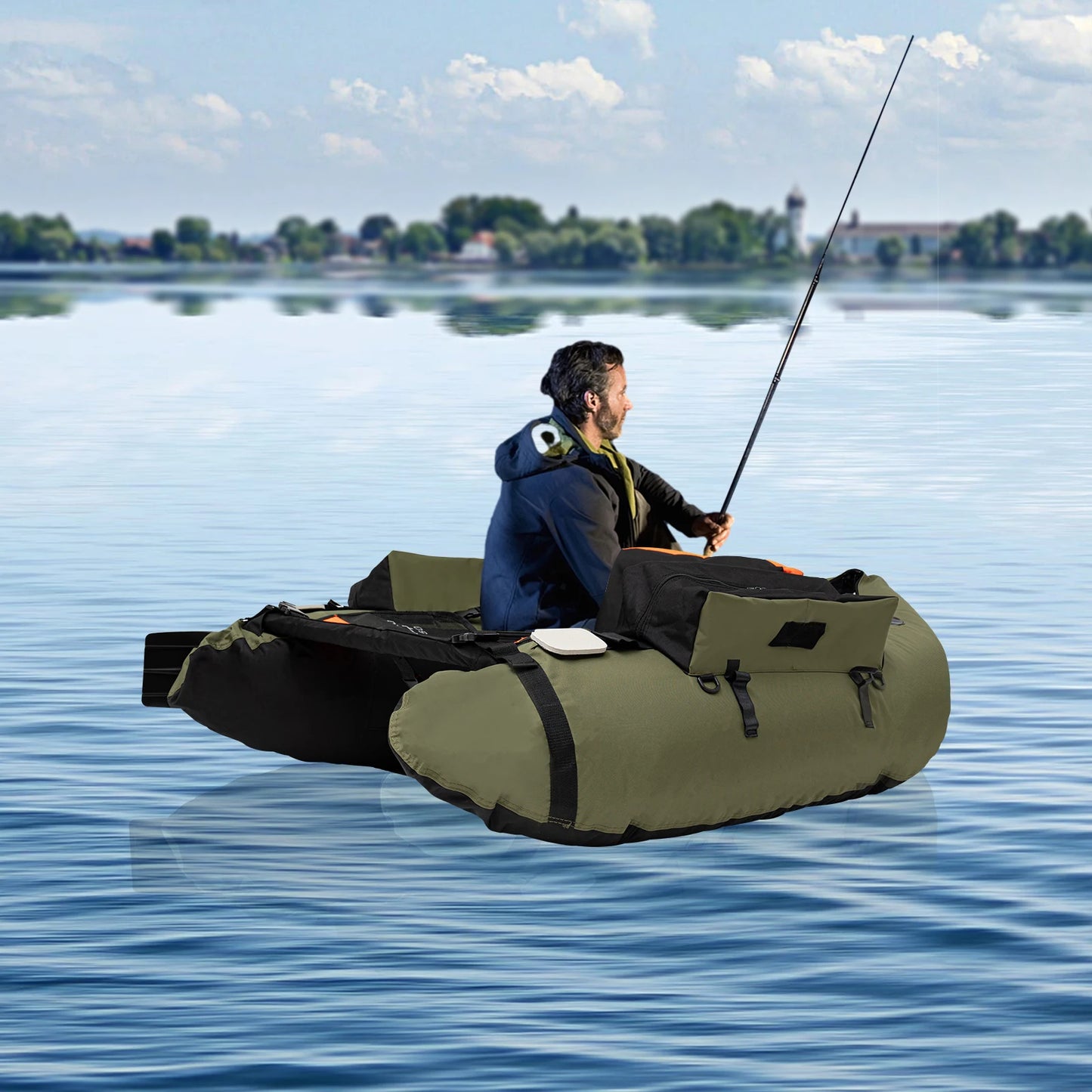 China Factory Inflatable Fishing Kayak Aluminum Belly Boat Inflatable Rowing Boats