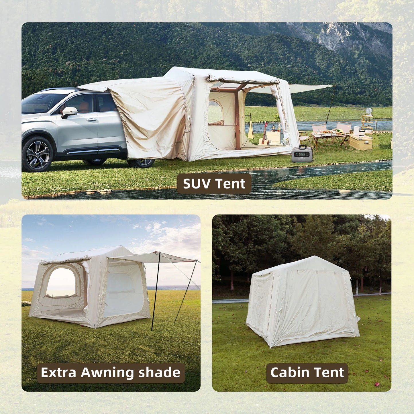 7.5㎡ Large Inflatable Tent for Camping SUV tent Waterproof Oxford Tents for Camping Adult 6/8 Person tent for Beach Party Garden