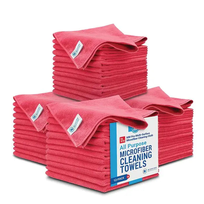 48 Pack 16 Inch by 16 Inch Microfiber Cleaning Towels Highly Absorbent Lint Free Multi Purpose Safe