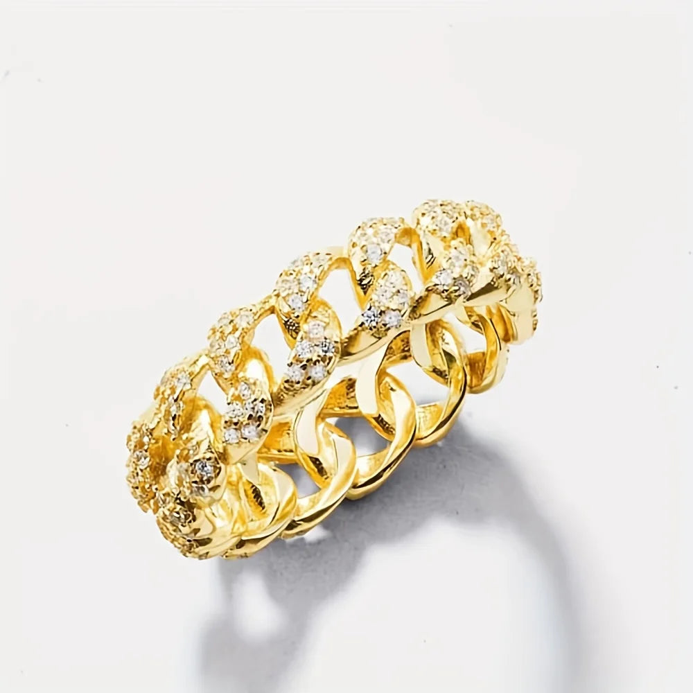 1pc S925 Sterling Silver 2.7CT Moissanite Cuban Ring Hip Hop Men's and Women's Fine Jewelry Gifts