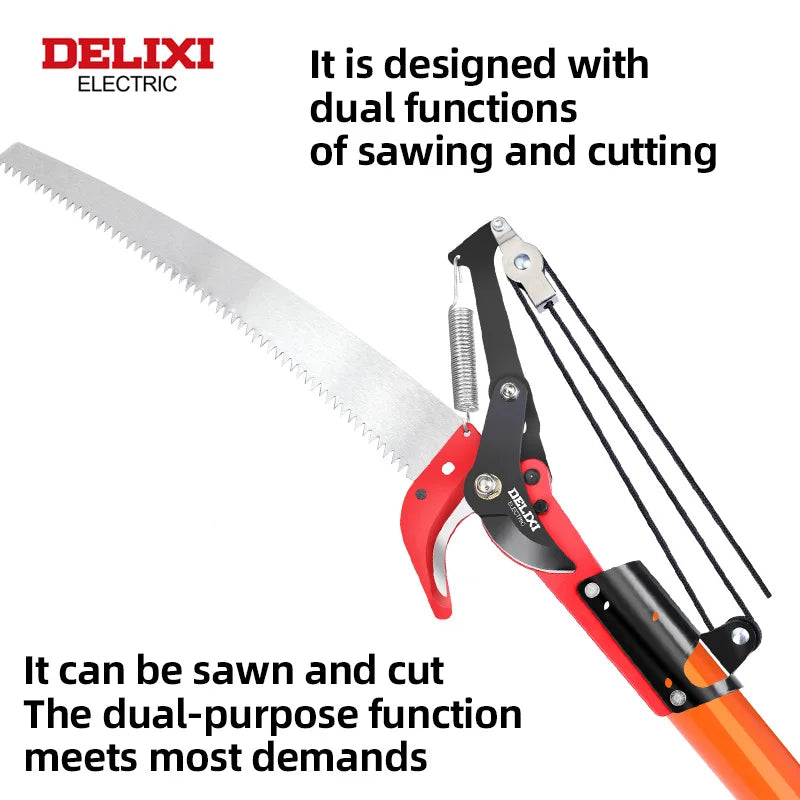Delixi Electric 2 In 1 Telescopic Tree Pruning Saw 9 26 Ft With Branch Shears